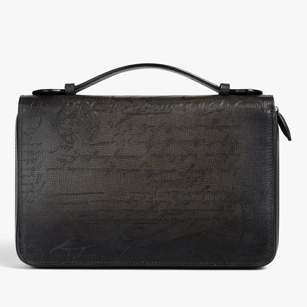 ベルルッティ Berluti イタウバ ワイド グラディアント スクリットレザー ジップポーチ【grey flanel 】【送料無料】【正規品】