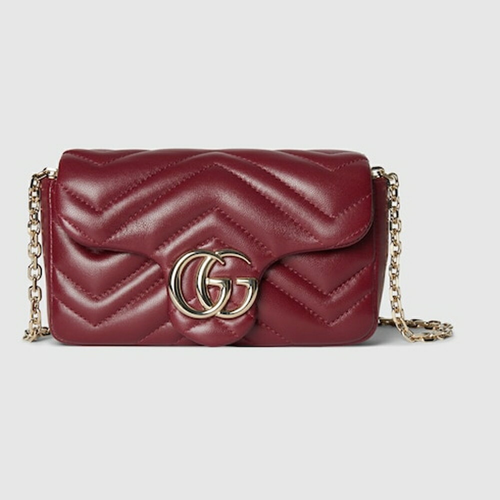 グッチ GUCCI レディース GGマーモント ミニ ショルダーバッグ【グッチ ロッソ アンコーラ（深い赤）レザー 】【送料無料】【正規品】