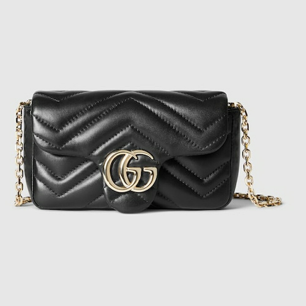 グッチ GUCCI レディース GGマーモント ミニ ショルダーバッグ【ブラック レザー 】【送料無料】【正規品】