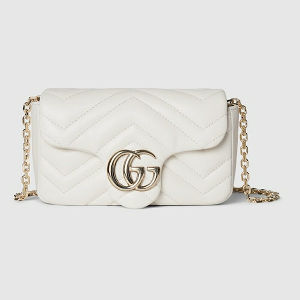 グッチ GUCCI レディース GGマーモント ミニ ショルダーバッグ【ホワイト レザー 】【送料無料】【正規品】