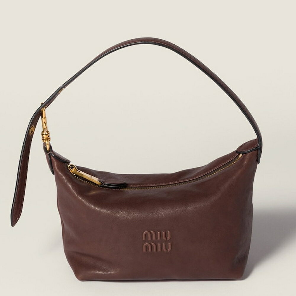 ミュウミュウ MIU MIU ナッパレザー ポーチ5NE841_AEFX_F0NBL【ブラウン 】【送料無料】【正規品】