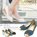 【送料無料】COSMITX 高反発クッション キラキラ オープントゥパンプス オープントゥ ウェッジソール パンプス 痛くない 脱げない 幅広 パンプス 黒 歩きやすい 靴 オープントゥ パンプス コルク ヒール かわいい ブラック 人気 1017