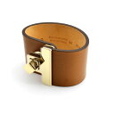 メゾンボワネ Maison Boinet 95027G 79 06 Havana M ヒネリ金具 レザー ブレスレット バングル 40mm
