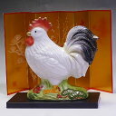 瀬戸焼彩絵招福酉陶器の置物(松竹梅)【鶏、にわとり、ニワトリ/干支/インテリア/正月/縁起物】