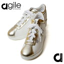ルコライン 靴 アージレ バイ ルコライン サイドファスナー付 スニーカー ホワイト OLIVELLA LUX 白 合皮 靴 幅広 3E agile-046 ゴールド切替 agile by RUCO LINE 新作/定番品 取扱店 ルコライン 京都