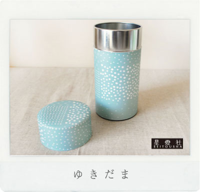 茶筒【ゆきだま】200g用(大)保存缶 茶缶 和紙貼り茶筒星燈社...:chamusume:10000226
