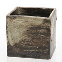 手作り山野草鉢 益子焼 彩(SAI) 角 粗目 白 鉢底穴あり 18×18×18cm 盆栽鉢 関東当日便