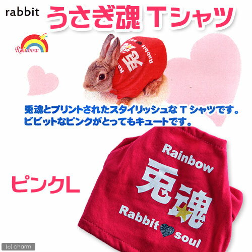 レインボー　Rabbit　うさぎ魂Tシャツ　ピンク　L【関東当日便】【HLS_DU】