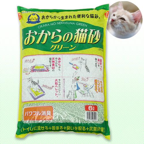 猫砂　常陸化工　おからの猫砂　グリーン　6L　お一人様4点限り【HLS_DU】　関東当日便