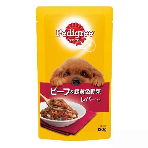 お買得セット　ペディグリー　パウチ　成犬用　旨みビーフ＆緑黄色野菜＆レバー入り　130g　ドッグフード　ペディグリー　2個入　関東当日便