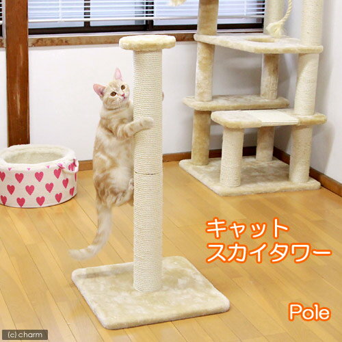 キャットスカイタワーPole　アイボリー（W400×D400×H830mm）【関東当日便】【HLS_DU】