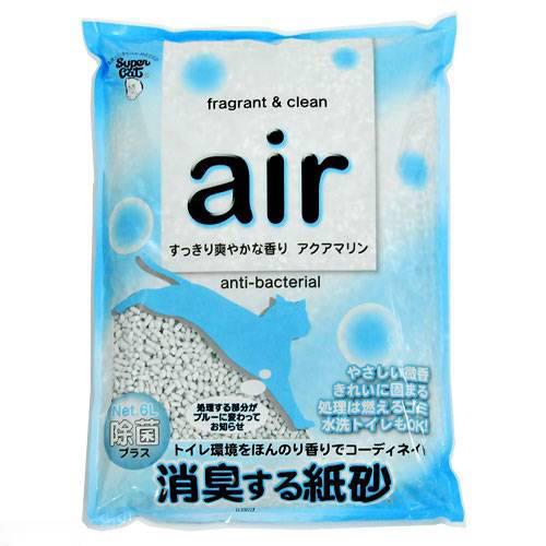 ☆《お一人様1点限り》【箱売り】スーパーキャット　air消臭する猫砂　アクアマリン　6L　お買得6袋《同梱不可》【関東当日便】