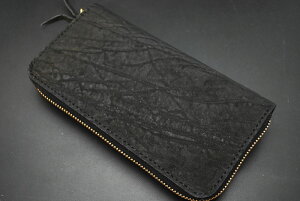 日本製ハンドメイド長財布≪カオスエレファントラウンドチャックファスナーロングウォレットブラック/タン≫北米産サドルレザー姫路なめしバット判/財布/本革/【楽ギフ_包装】【送料無料】