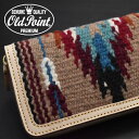 【オリジナルブランド】財布 メンズ 長財布 ウォレット ≪OLD POINT オールドポイント エルパソ サドル 財布 El Paso エルパソ ラグ オルテガ チマヨ柄 ネイティブ柄 ラグ生地使用 ベージュ系 タイプA ラウンドファスナーウォレット≫レザーウォレット 本革 財布