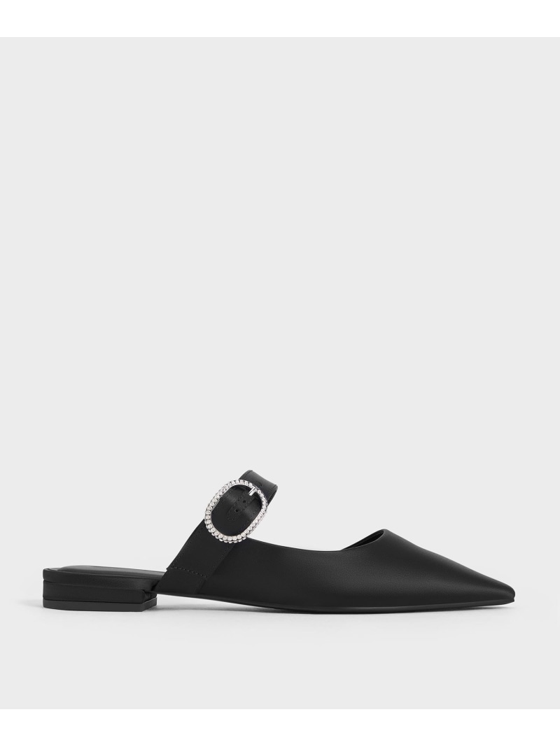 【SALE／30%OFF】クリスタルバックル ポインテッドトゥミュール CHARLES & KEITH チャールズアンドキース シューズ・靴 ミュール シルバー【RBA_E】【送料無料】[Rakuten Fashion]