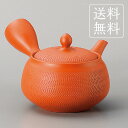 【常滑焼急須】【送料無料】深蒸し急須<朱釜型帯網急須><YI...