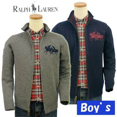 【FS_708-7】【F1】POLO by Ralph Lauren Boy's ダブルビッグポニーラムウール フルジップセーター【2011-Fall/NewModel】【ラルフローレン ボーイズ】 