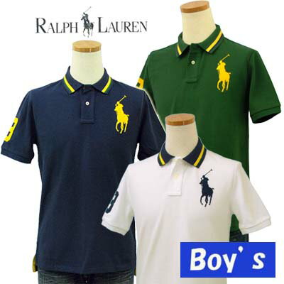 【希望小売価格の半額以下】POLO by Ralph Lauren Boy'sビッグポニー&"3"エリライン半袖 鹿の子 ポロシャツ【2012-Spring/NewModel】【ラルフローレン ボーイズ】 【楽ギフ_包装選択】【円高 還元セール】激安 58% オフ 【ラルフローレン ボーイズ】