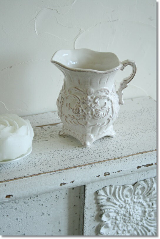 【楽天市場】花瓶 アンティーク 花瓶 おしゃれ 花瓶 アンティーク 【Clay CeramicVase Sophia ホワイト M】ピッチャー