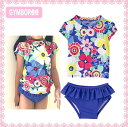 ジンボリーGymboree(s-5)ブルーの花柄半袖ラッシュ...
