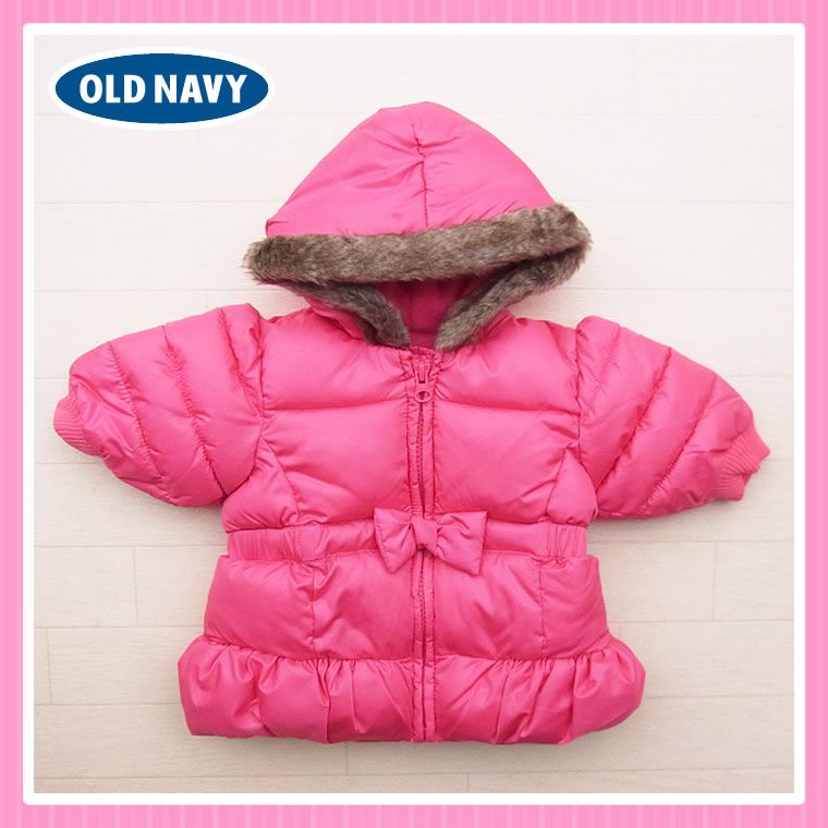 【送料無料】オールドネイビー（Oldnavy）正規品ピンクのリボンがキュートな暖かボアの中綿コート♪(6M/12M/1歳/1才/18M/2歳/2才/24M/2T/3歳/3才/3T/4歳/4才/4T/女の子用) (70cm/80cm/90cm/95cm/100cm/110cm/582444)【mtmgif】