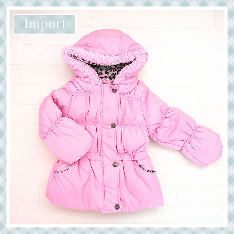 【送料無料】ピンクプラチナ正規品(Pink Platinum)ピンク×ヒョウ柄のかわいいダウン風コート・ジャンパー(6M/12M/1歳/1才/18M/2歳/2才/24M/2T/3歳/3才/3T/4歳/4才/4T/女の子用) (70cm/80cm/90cm/95cm/100cm/110cm/125663)【mtmgif】
