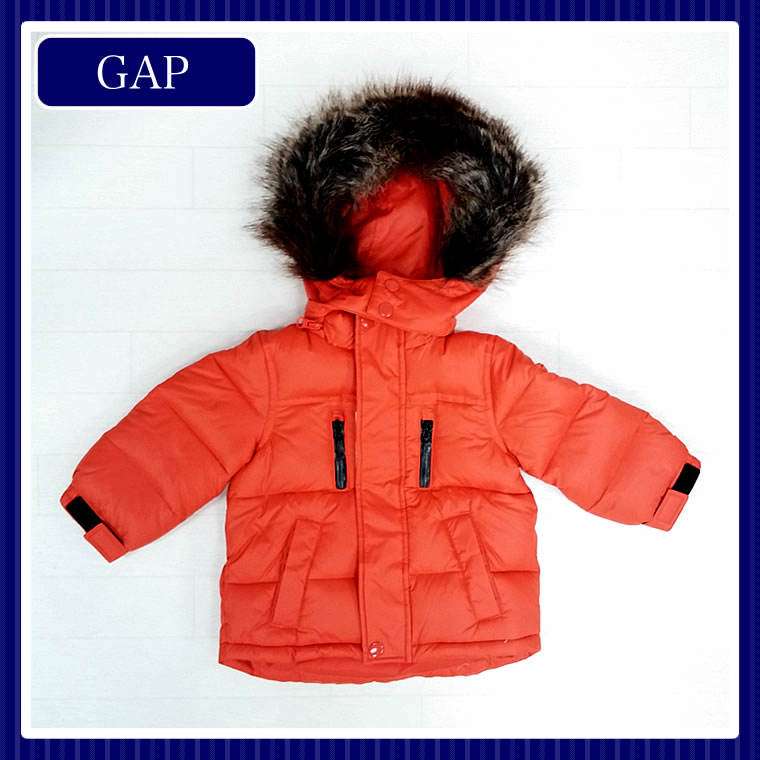 【送料無料】ベビーギャップ国内正規品(babyGap)鮮やかなオレンジがかっこいいファー付きダウンジャケット！(1歳/1才/2歳/2才/24M/2T/3歳/3才/3T/4歳/4才/4T/5歳/5才/5T/6歳/6才/6T)(80cm/90cm/95cm/100cm/110cm/863225/gap) 【mtmgif】