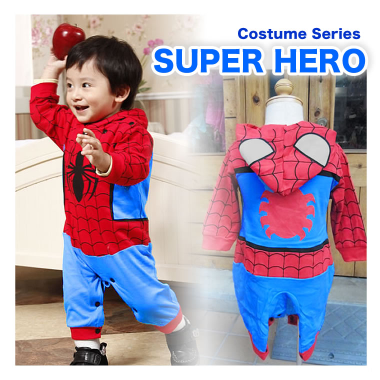 【スパイダーマン コスチューム 子供】 長袖 カバーオール 衣装 ハロウィン ベビー 赤ち…...:cherie-box:10001065