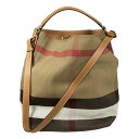 バーバリー BURBERRY バッグ レディース バケツバッグ2WAYハンド/ショルダーバッグ MD ASHBYキャンバスチェック サドルブラウン バケツバッグ3945742 BIN:AAWUF 2113T SADDLE BROWN【英国】