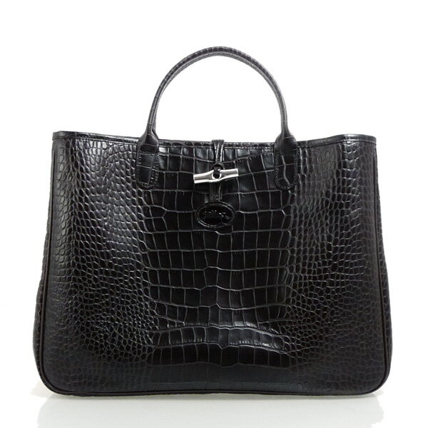 41OFF 2010ǯߥ쥯󿷺󥷥 ROSEAU CROCO 1681 158 001 NOIR ϥɥХå LONGCHAMP
