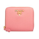 プラダ PRADA 財布 レディース ラウンドファスナー二つ折り財布 ペタロピンク SAFFIANO METAL PORTAFOGLIO LAMPO 1ML036 QWA F0442 PETALO【ミニ財布】