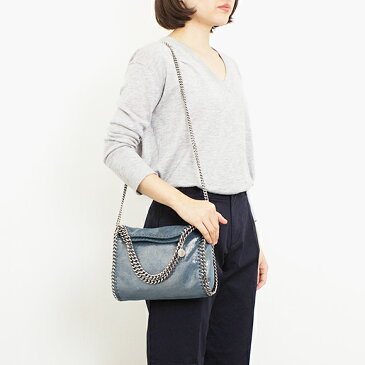 【500円クーポン対象】 ステラマッカートニー STELLA McCARTNEY バッグ レディース 2WAYショルダーバッグ ブルーラグーン FALABELLA METALLIC MINI TOTE 371223 W8176 4107 BLUE LAGOON 【英国】