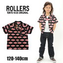 【2018春夏新作】ROLLERS SERVICE SHIRT No.NT05-SH-802 ローラーズ【あす楽対応・メール便可】(子供服/キッズ/日本製/MADE IN JAPAN/ストリート系/ロゴ/カッコイイ/女の子/男の子/半袖/総柄/アロハシャツ/黒/ブラック )