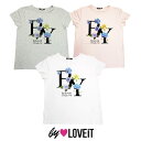 【SALE30%OFF】バイ ラビット(by LOVEiT)天竺ロゴxフラワープリント半袖Tシャツ-1249【140cm|150cm|160cm】【メール便OK】