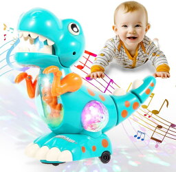 Babyn 恐竜 ブルー おもちゃ ミラーボール 光る 動く 恐竜おもちゃ ハイハイ 音楽 男の子 女の子 誕生日 ギフト toys (1.恐竜ブルー)