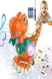 Babyn 恐竜 オレンジ おもちゃ ミラーボール 光る 動く 恐竜おもちゃ ハイハイ 音楽 男の子 女の子 誕生日 ギフト toys (2.恐竜オレンジ)