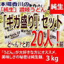 ★20人前の「ギガ盛り!」 本場香川の讃岐「純生」うどん まとめ買い「3キロ」★オトクなまとめ買いセット