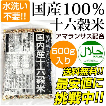 話題のもち麦入り【全国送料無料/在庫有】国内産十六穀米 業務用 500g もち麦 アマランサス 十六穀米 500g 水洗い不要 国産 100％ 16穀米 米 お米 雑穀 雑穀ごはん 雑穀米