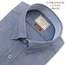 LORDSON Yシャツ 長袖 ワイシャツ メンズ ショートスナップダウン 形態安定 ネイビードビー 紺 スリムフィット 綿100% LORDSON by CHOYA(cod094-255) 2209ft 2209KS