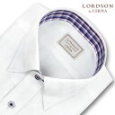 LORDSON Yシャツ 長袖 ワイシャツ メンズ 形態安定 白ドビーチェック スナップダウンシャツ 綿100% ホワイト LORDSON by CHOYA(cod113-200) 就活 冠婚葬祭 2209KS