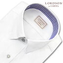 LORDSON Yシャツ 長袖 ワイシャツ メンズ 形態安定 白ドビーストライプ ショートスナップダウン シャツ 綿100% ホワイト LORDSON by CHOYA(cod122-200) 2209KS