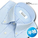★新商品★【ELLE HOMME】TC 形態安定加工 吸水速乾 ゆったり 半袖ロンドンストライプ・ボタンダウンシャツ(ビジネスシャツ/ワイシャツ/Yシャツ/ドレスシャツ/S〜LL/メンズ)(zen420-450)