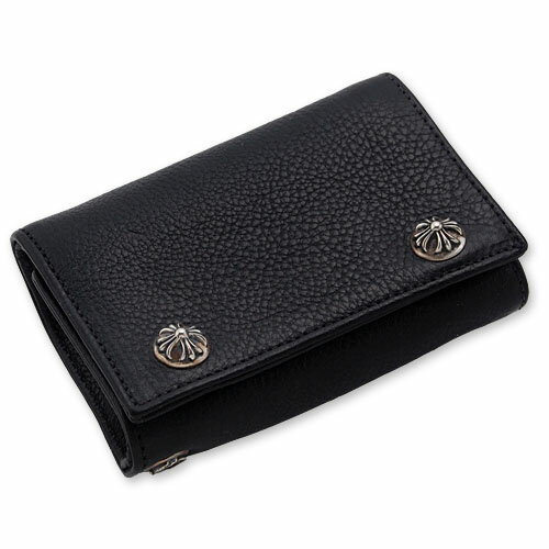 CHROME HEARTS(Nn[c)F3 Fold Wallet/Leather w/Cross Button(3z[hEHbg/U[w/NX{^..