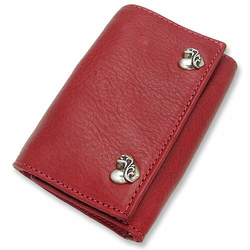 CHROME HEARTS(Nn[c)F3 Fold Wallet/Leather w/Heart Button(3z[hEHbg/U[w/n[g{^..