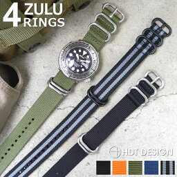 腕時計 ベルト ウォッチ HDT DESIGN ZULU 4RING バリスティック<strong>ナイロン</strong> NATOベルト スタンダード 4リング <strong>20mm</strong> 22mm