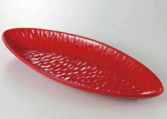 赤釉 一刀彫楕円皿...:chubo-sohonke:10005421