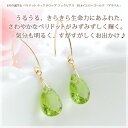 ペリドット ピアス 18金 フックピアス 8月誕生