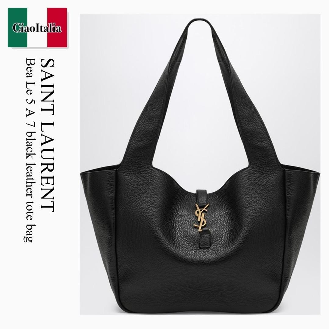 【数量限定・在庫限り・早い者勝ち！】 サンローラン / かばん / カバン / Saint Laurent Bea Le 5 A 7 Black Leather Tote Bag / 763435 AADUU / 763435 AADUU 1000 / 763435AADUU1000 / トートバッグ
