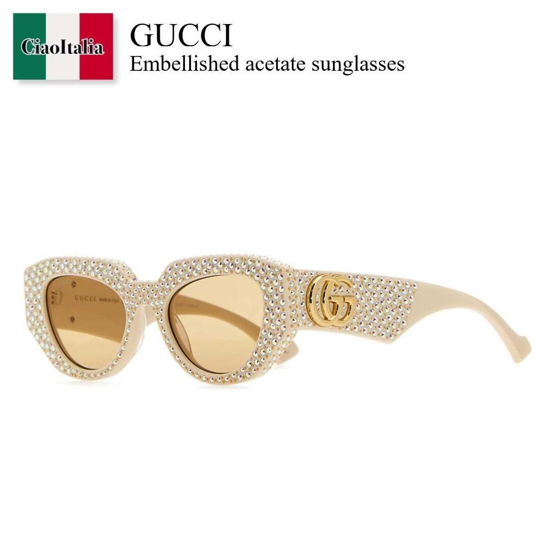 【数量限定・在庫限り・早い者勝ち！】 グッチ / Gucci Embellished Acetate Sunglasses / 755250 J0741 / 755250 J0741 9223 / 755250J0741 / 755250J0741 9223 / 755250J07419223 / サングラス