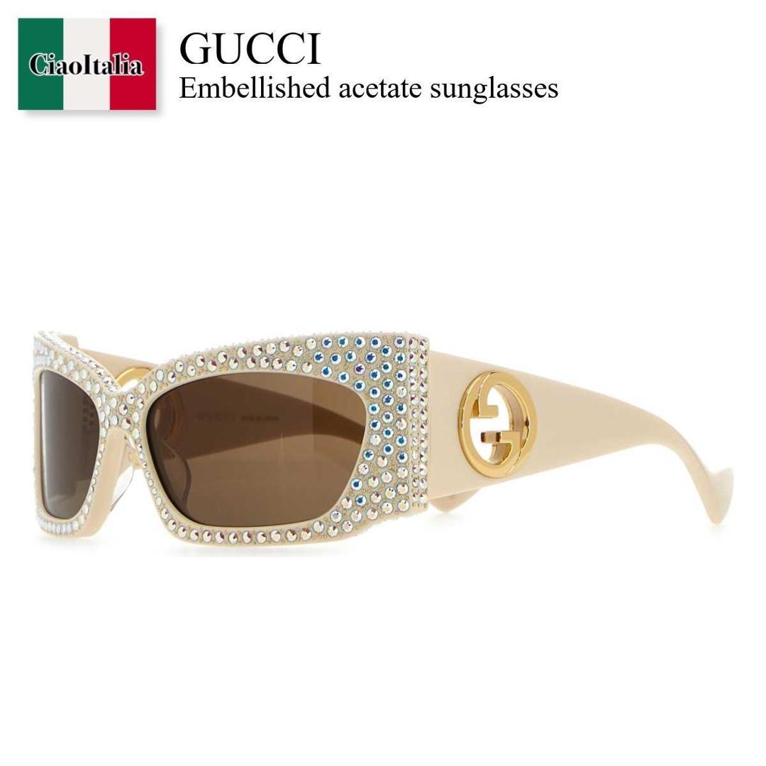 【数量限定・在庫限り・早い者勝ち！】 グッチ / Gucci Embellished Acetate Sunglasses / 755248 J0741 / 755248 J0741 9223 / 755248J0741 / 755248J0741 9223 / 755248J07419223 / サングラス